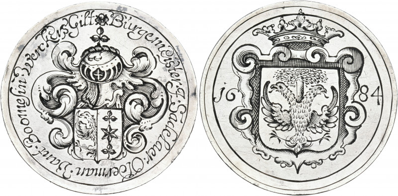 THE DUTCH REPUBLIC, Friesland. Bolsward. 1684. Medal (Silver, 51 mm, 29.86 g, 12...