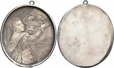 THE DUTCH REPUBLIC, Holland. Late 17th century. Medal (Silver, 53x47 mm, 22.64 g), an oval, one-sided engraved medal, with an added rim, raised on the...