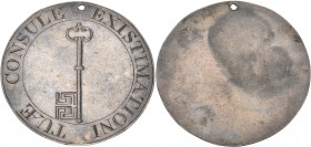 ENGLAND. Uncertain, possibly London. 17th Century. Token (Silver, 53 mm, 12.04 g), holed for suspension; engraved and possibly a ticket for entry into...