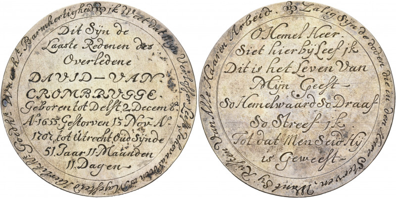 THE DUTCH REPUBLIC. Utrecht. 1707. Medal (Silver, 56 mm, 18.06 g, 12 h), an engr...