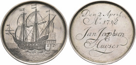THE DUTCH REPUBLIC, Friesland. Harlingen. 1718. Medal (Silver, 60.5 mm, 51.41 g, 12 h), engraved medal, with heavy rims, produced to honour Jan Jacobs...