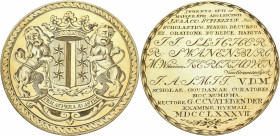 THE DUTCH REPUBLIC, Holland. Gouda. 1787. Prize Medal (Silver gilt, 69 mm, 61.68 g, 12 h), an engraved medal awarded to Isaac Scheltus, who graduated ...