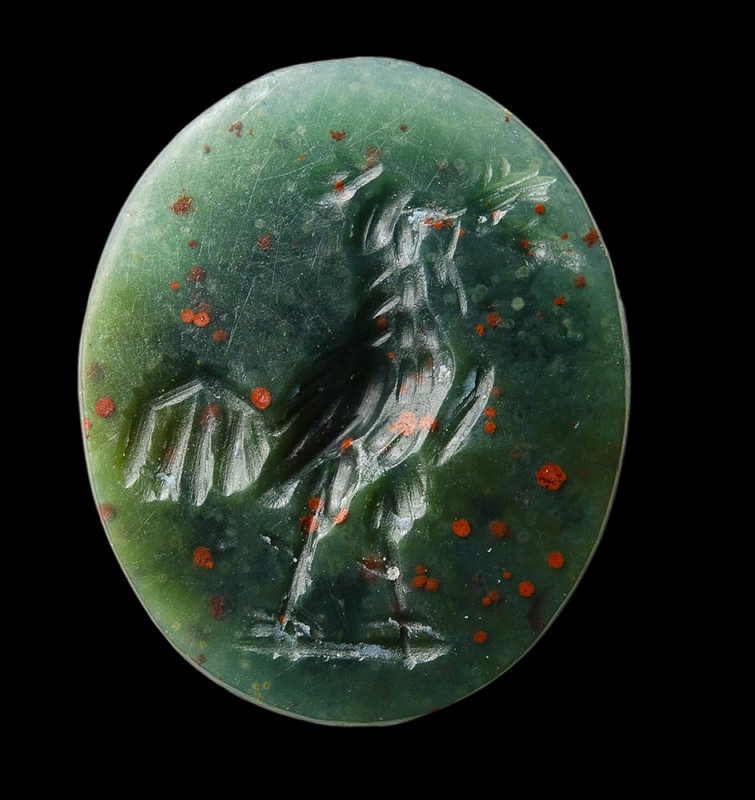 A roman eliotrope intaglio. Cock.

2nd century A.D.
9x10x2 mm

The animal, ...