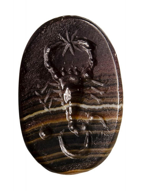 A roman astrological banded agate intaglio. Scorpio with moon and star. 

 1st...