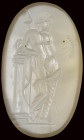 A large roman italic chalcedony intaglio. Dionysos with mask.