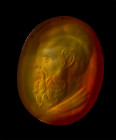 A postclassical agate intaglio. Bust of a philosopher.