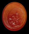 A large neoclassical carnelian intaglio. Diogenes.