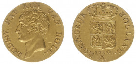 Koninkrijk Holland (Lodewijk Napoleon 1806-1810) - Gouden Dukaat 1810 - 3e type - mmt. Bee with legs (Sch. 133 / Delm. 1180) - 3.51 gram - Obv: Bust o...