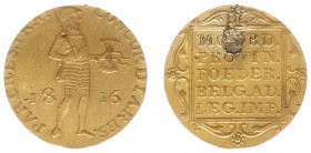 Koninkrijk NL Willem I als Soeverein-vorst (1813-1815) - Gouden Dukaat 1816 (Sch. 203/R) - VF+, traces of mounting