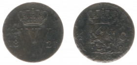 Koninkrijk NL Willem I (1815-1840) - ½ Cent 1821 B (Sch. 366/R) - F - rare