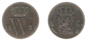 Koninkrijk NL Willem I (1815-1840) - ½ Cent 1828 B (Sch. 358) - F/VF