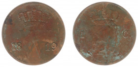 Koninkrijk NL Willem I (1815-1840) - 1 Cent 1819 U (Sch. 324/ R) - mintage: 165.000 pcs. - VG/F - rare