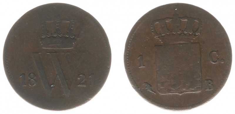 Koninkrijk NL Willem I (1815-1840) - 1 Cent 1821 B (Sch. 338/R) - mintage: 113.1...