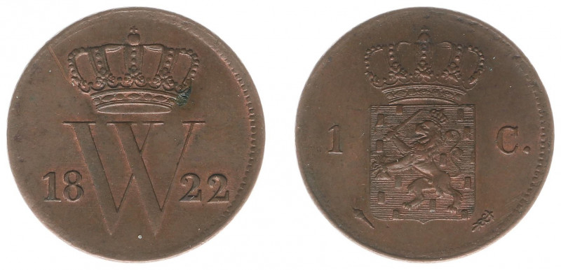 Koninkrijk NL Willem I (1815-1840) - 1 Cent 1822 U (Sch. 326) - tiny scratch - X...