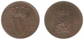 Koninkrijk NL Willem I (1815-1840) - 1 Cent 1822 U (Sch. 326) - tiny scratch - XF/UNC