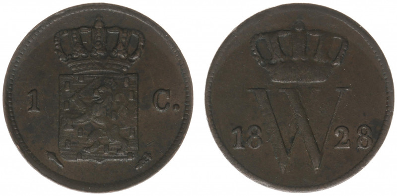 Koninkrijk NL Willem I (1815-1840) - 1 Cent 1828/1 U (Sch. 331), overdate variet...