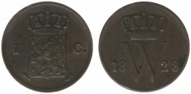 Koninkrijk NL Willem I (1815-1840) - 1 Cent 1828/1 U (Sch. 331), overdate variety - F/VF