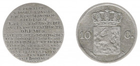 Koninkrijk NL Willem I (1815-1840) - 10 Cent Utrecht - the polished obverse inscribed with a prayer in 16 lines: PRO REGE V. DOMINE SALVUM FAC REGEM N...
