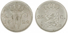 Koninkrijk NL Willem I (1815-1840) - 25 Cent 1824 B (Sch. 295) - XF/UNC