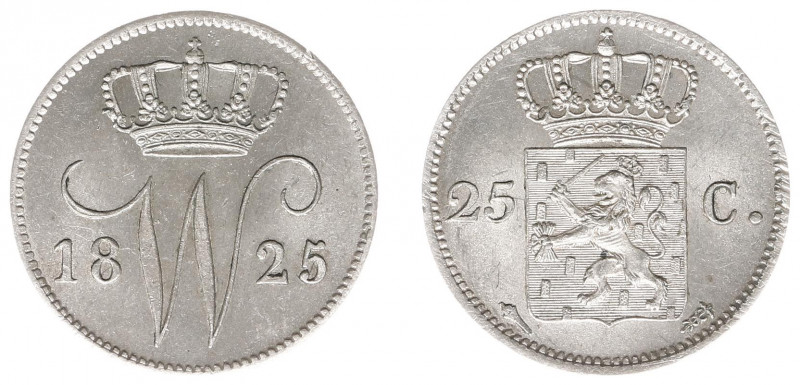 Koninkrijk NL Willem I (1815-1840) - 25 Cent 1825 U (Sch. 289) - UNC