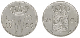 Koninkrijk NL Willem I (1815-1840) - 25 Cent 1826 U (Sch. 290) - a.UNC/UNC