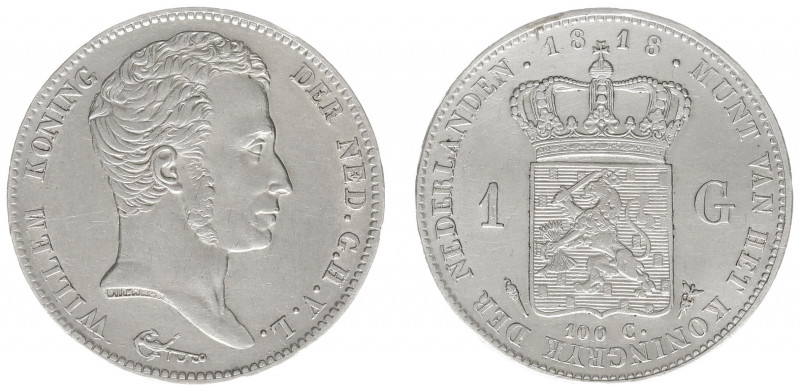 Koninkrijk NL Willem I (1815-1840) - 1 Gulden 1818 U (Sch. 258/RR) - a.XF, some ...