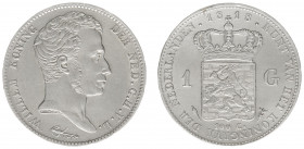 Koninkrijk NL Willem I (1815-1840) - 1 Gulden 1818 U (Sch. 258/RR) - a.XF, some scratches on the lion, mintage 42.700 pcs, very rare