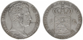 Koninkrijk NL Willem I (1815-1840) - 3 Gulden 1820 U (Sch. 242) - VF, die crack on obv. and scratches around '3' on rev.