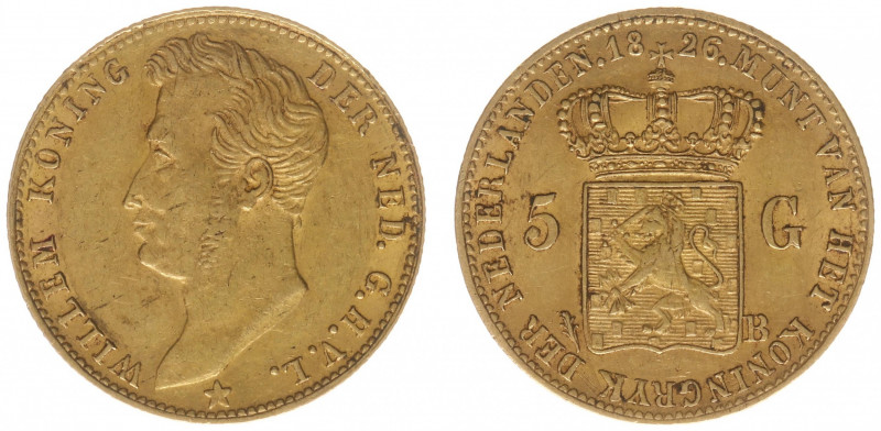 Koninkrijk NL Willem I (1815-1840) - 5 Gulden 1826 B (Sch. 197) - Gold - VF