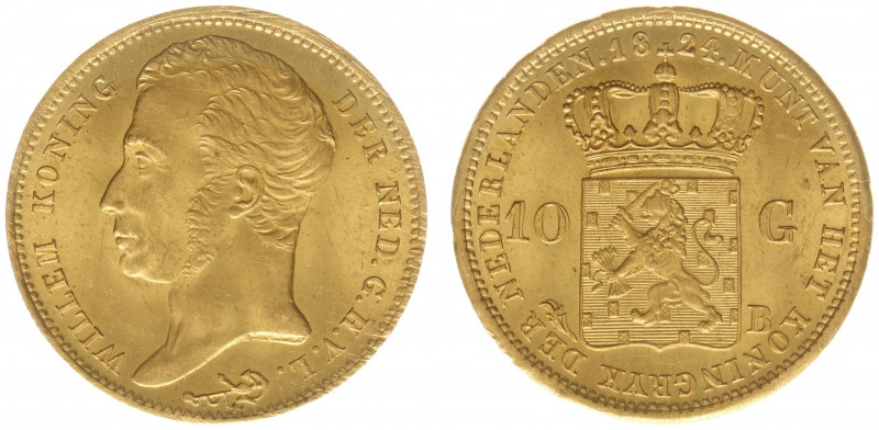 Koninkrijk NL Willem I (1815-1840) - 10 Gulden 1824 B (Sch. 190) - Gold - good X...