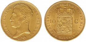 Koninkrijk NL Willem I (1815-1840) - 10 Gulden 1824 B (Sch. 190) - Goud - PR+