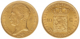 Koninkrijk NL Willem I (1815-1840) - 10 Gulden 1825 B (Sch. 191) - Goud - PR, lichte randschade