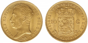Koninkrijk NL Willem I (1815-1840) - 10 Gulden 1828 B (Sch. 194) - Goud - PR+