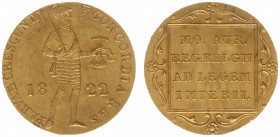 Koninkrijk NL Willem I (1815-1840) - Gouden Dukaat 1822 U (Sch. 209/R) - XF, rare (mintage 11.971 pcs)