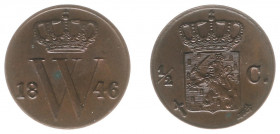Koninkrijk NL Willem II (1840-1849) - ½ Cent 1846 (Sch. 540) - a.UNC