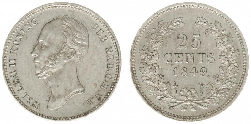 Koninkrijk NL Willem II (1840-1849) - 25 Cent 1849 (Sch. 533) - good XF