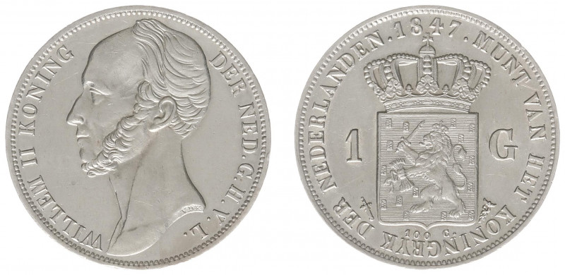 Koninkrijk NL Willem II (1840-1849) - 1 Gulden 1847 (Sch. 525) - XF+