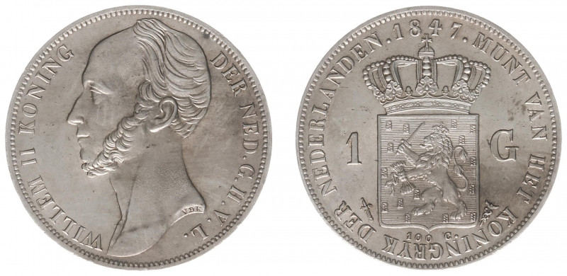 Koninkrijk NL Willem II (1840-1849) - 1 Gulden 1847 (Sch. 525) - UNC