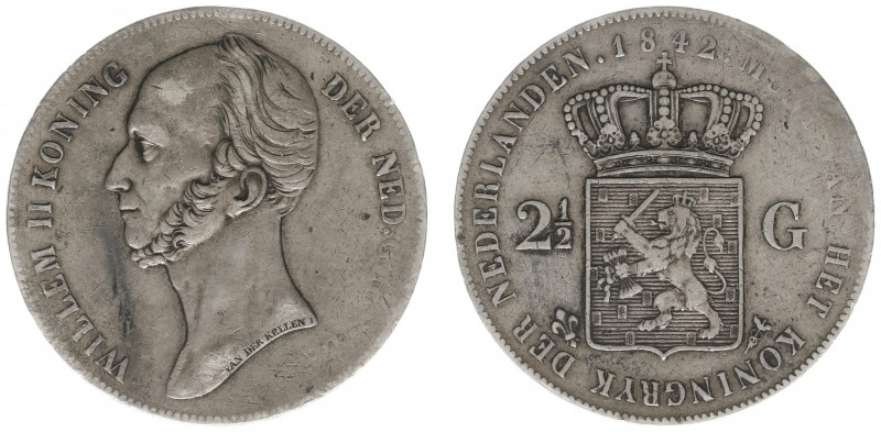 Koninkrijk NL Willem II (1840-1849) - 2½ Gulden 1842 (Sch. 507) - ZF, partly wea...