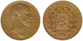 Koninkrijk NL Willem II (1840-1849) - Gouden Willem 1848, was erroneously called 10 Gulden or Negotiepenning (Sch. 500/RRR) - Obv: Bust of Willem II t...