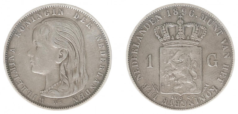 Koninkrijk NL Wilhelmina (1890-1948) - 1 Gulden 1896 (Sch. 796/R) - ZF-