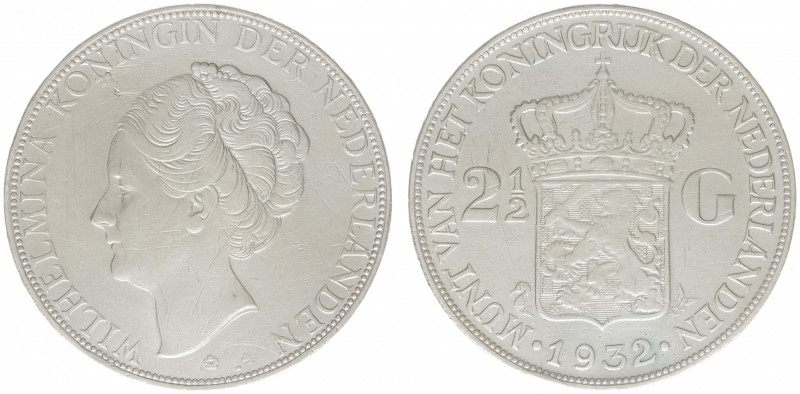 Koninkrijk NL Wilhelmina (1890-1948) - 2½ Gulden 1932 Grof Haar (Sch. 787a) - a....