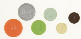 Lokale betaalmiddelen - Ministerie van Oorlog - 1, 5, 10, 25, 100 en 500 cent z.j. (1951-1954) voor gebruik door Nederlandse militairen in Duitsland (...