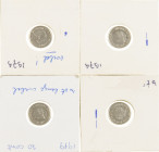 Misslagen en afwijkingen Koninkrijk NL - 10 Cent 1979 met stempel beschadiging rond/bij oorbel - 4 stuks