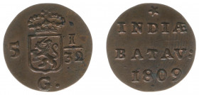 Nederlands-Indië - Onder het Koninkrijk Holland en het Franse Keizerrijk (1806-1811) - Java - ½ Duit 1809 (Scho. 563) - luster - UNC