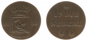 Nederlands-Indië - Nederlands-Indisch Gouvernement (1816-1949) - Copper Pattern Swan Duit 1836 - (Scho. 659a / KM Pn20) - VF/XF