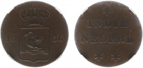 Nederlands-Indië - Nederlands-Indisch Gouvernement (1816-1949) - Copper Pattern Swan Duit 1836 with large 8 - (Scho. 659a / KM Pn20) - NGC-slab MS 62 ...
