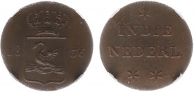 Nederlands-Indië - Nederlands-Indisch Gouvernement (1816-1949) - Copper Pattern Swan Duit 1836 with large 8 - (Scho. 659a / KM Pn20) - NGC-slab MS 63 ...