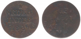 Nederlands-Indië - Nederlands-Indisch Gouvernement (1816-1949) - 1 Cent 1834 V (mm. De Vogel) Mint Error 'Brockage on Reverse' (Scho. 718) - F