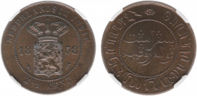 Nederlands-Indië - Nederlands-Indisch Gouvernement (1816-1949) - 2½ Cent 1858 (Scho. 772) - in NGC-slab MS 64 BN